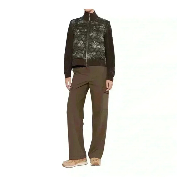 Curent air black floral long sleeve  woven combo jacket in brown. - Picture 5 of 7